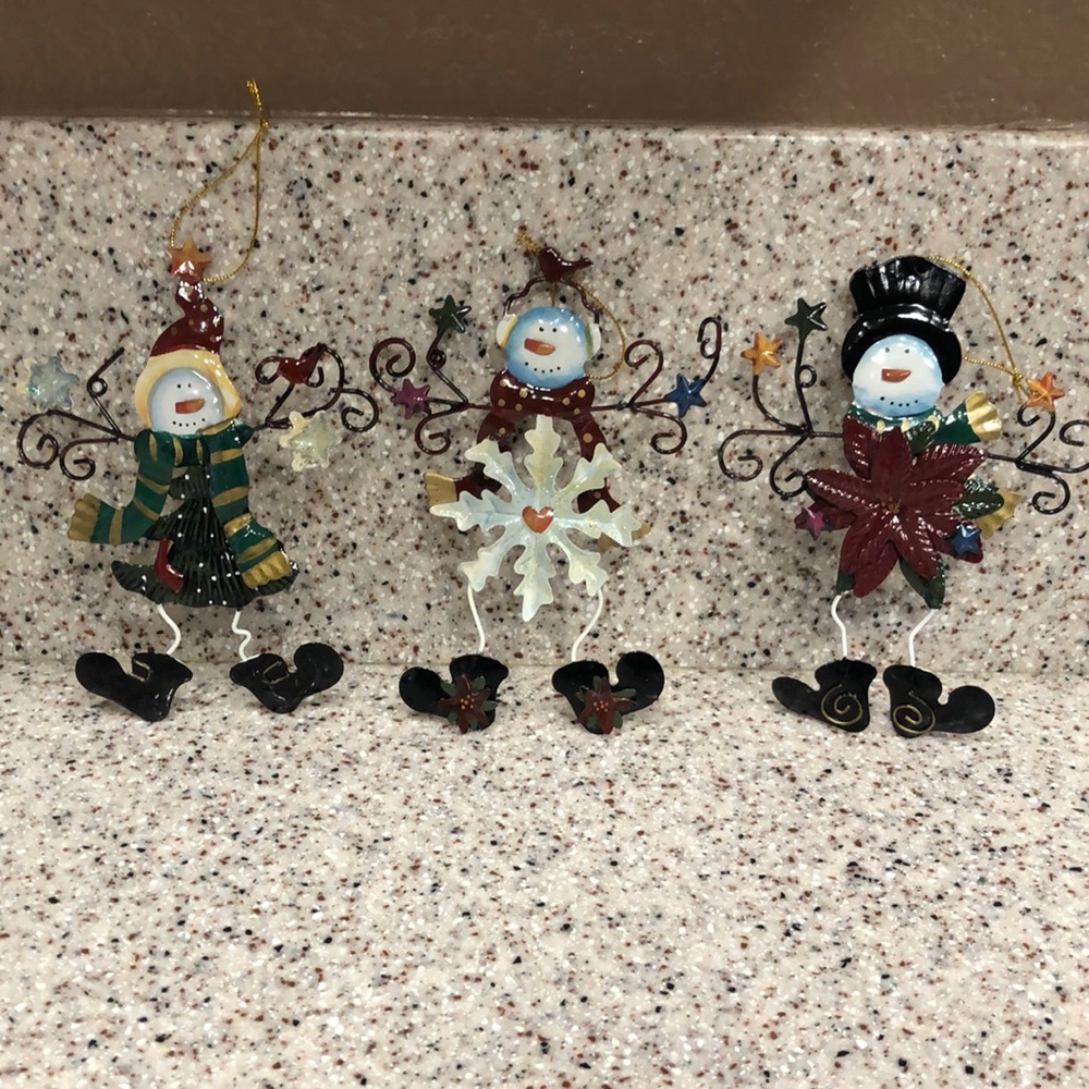 🎄 Metal Snowman Ornaments 3 piece